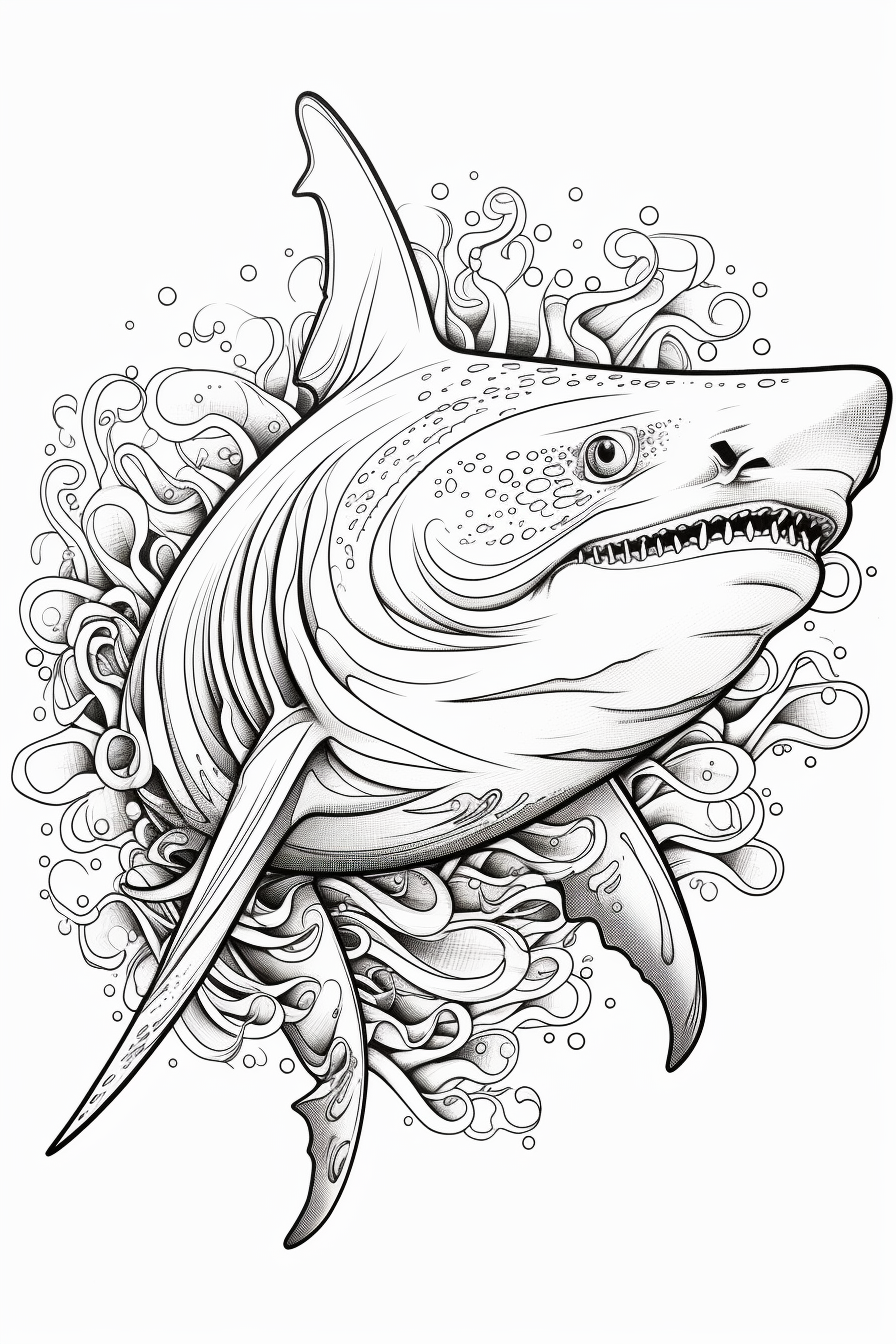 Detailed hammerhead shark illustration