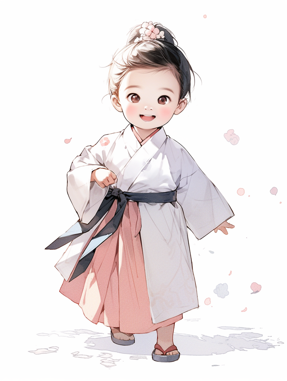 Smiling boy wearing traditional Hanbok