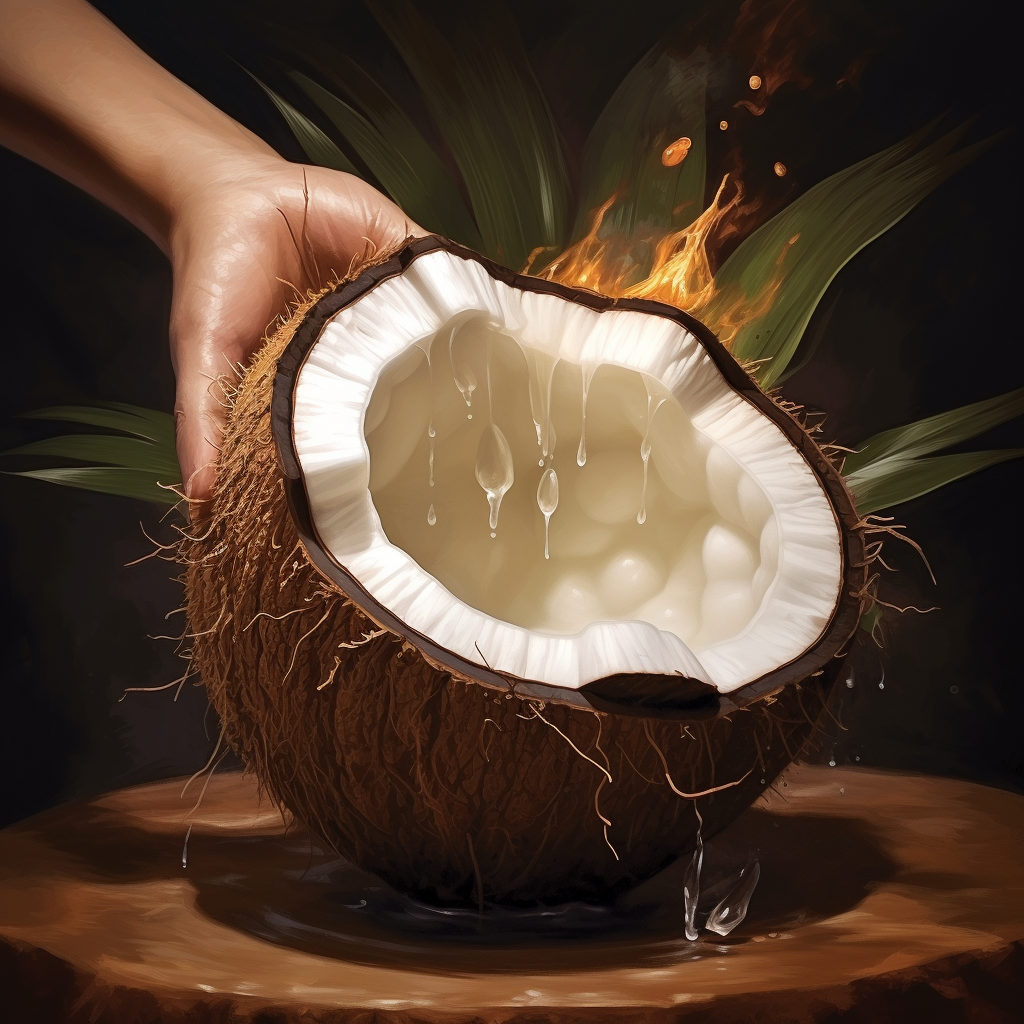 Hand adding sand to coconut pot