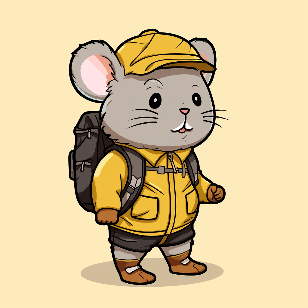 Cute American pika in hiker outfit