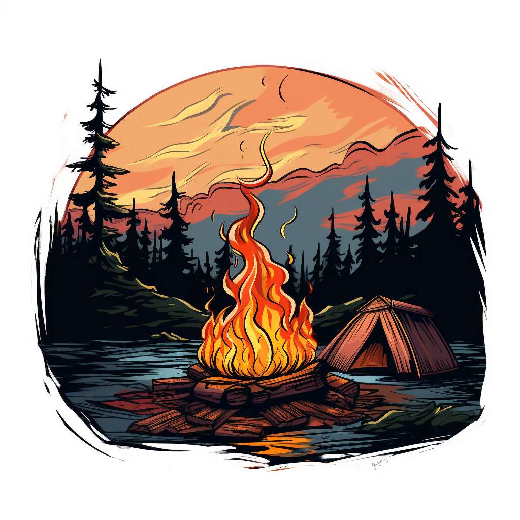 Hand-drawn campfire illustration