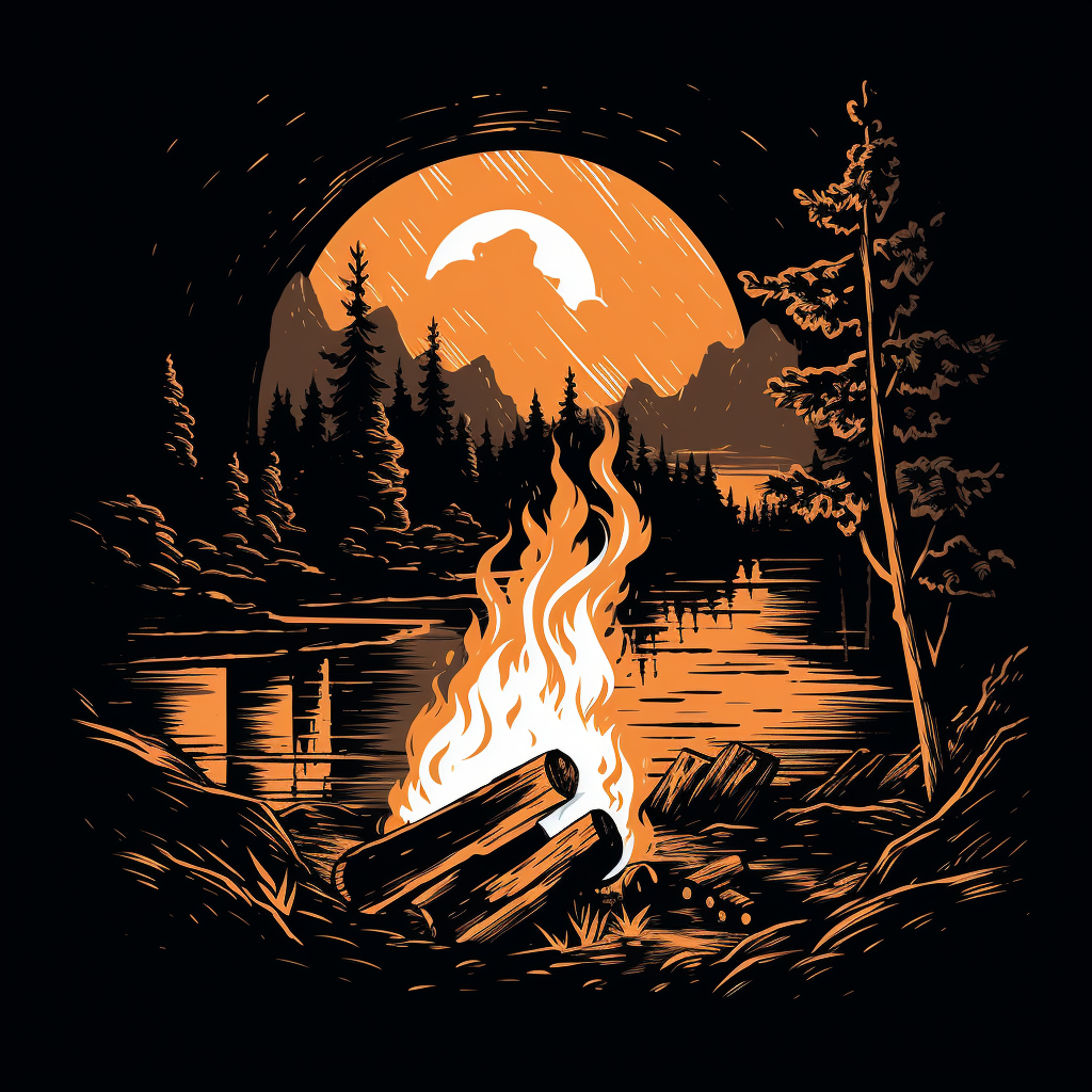 Hand-drawn campfire logo design