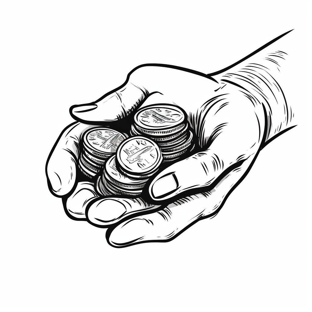 Hand-drawn sketch of coins