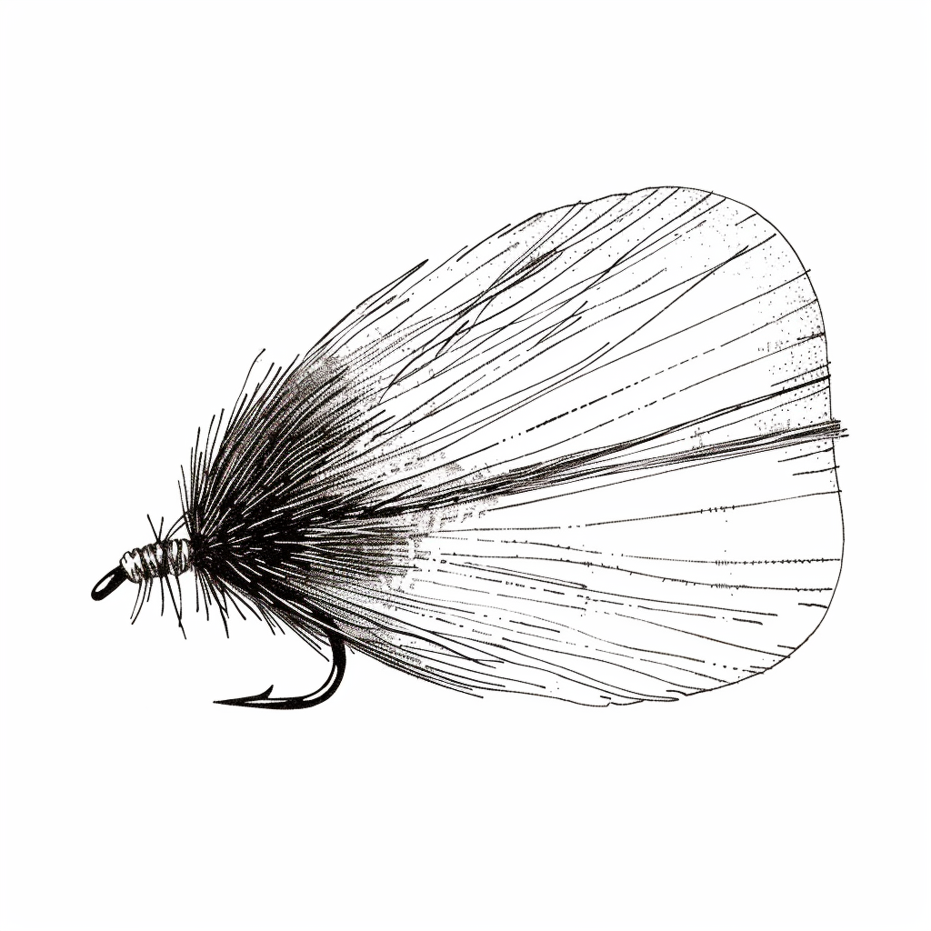 Black White Fishing Fly Illustration