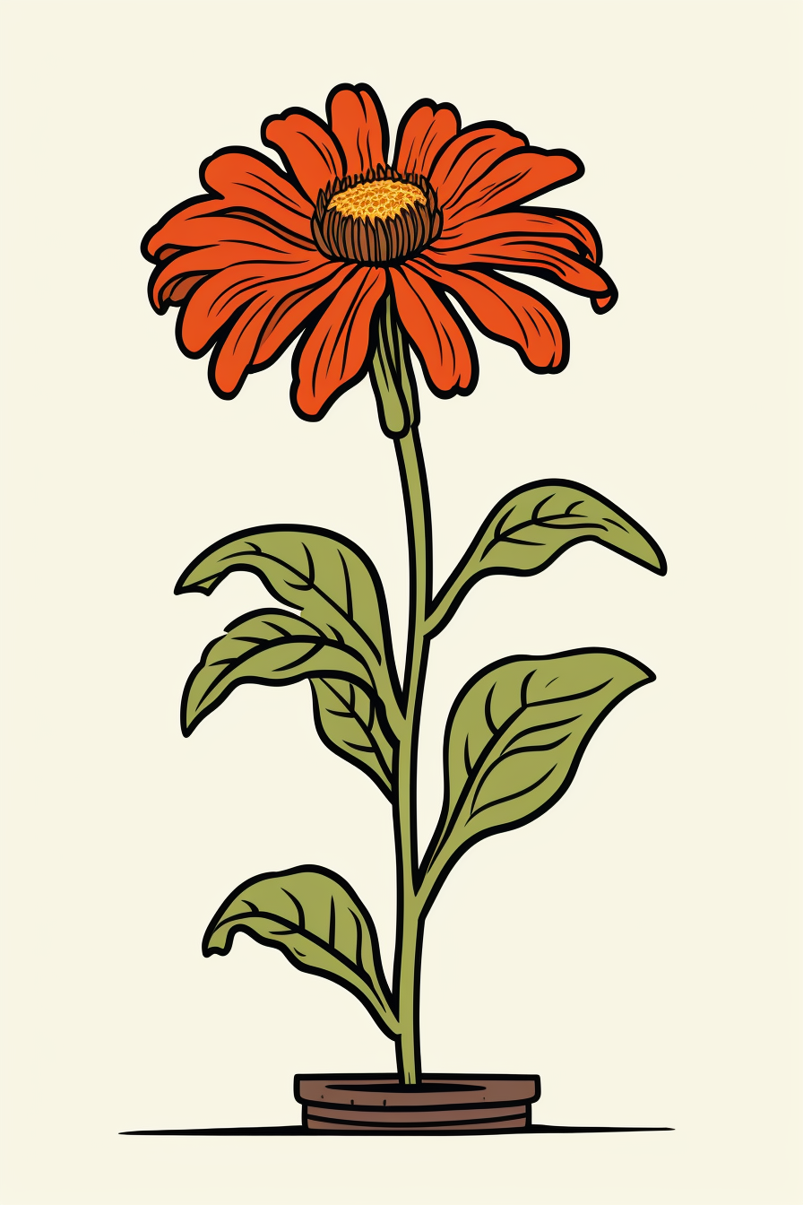 Hand-drawn illustration of a plant with multiple flowers