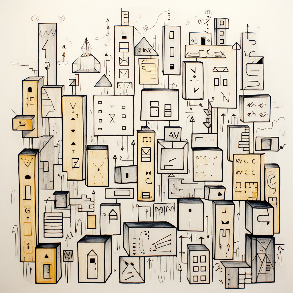 Hand-drawn pencil doodle architecture texture