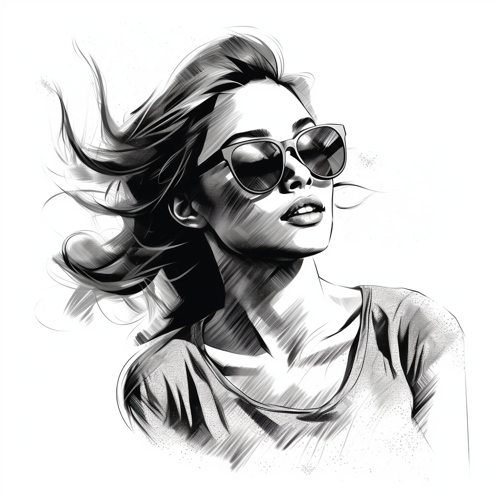 Hand-drawn sketch illustration in black and white