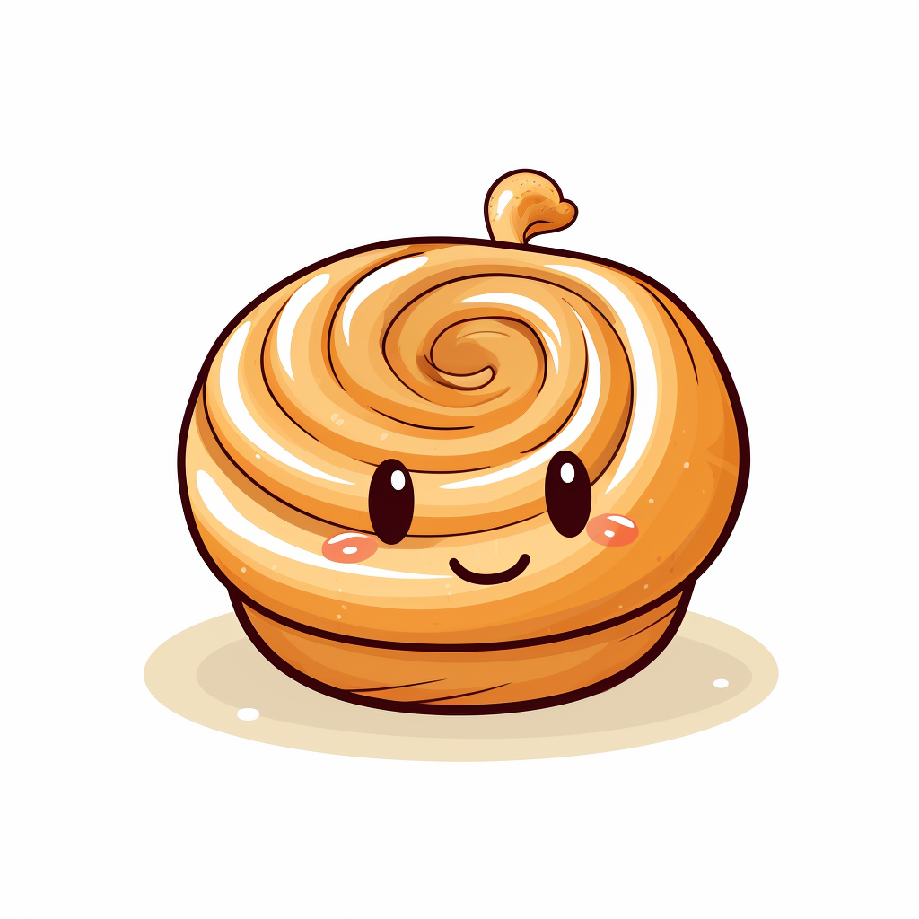 Hand-drawn honey bun cartoon on white background