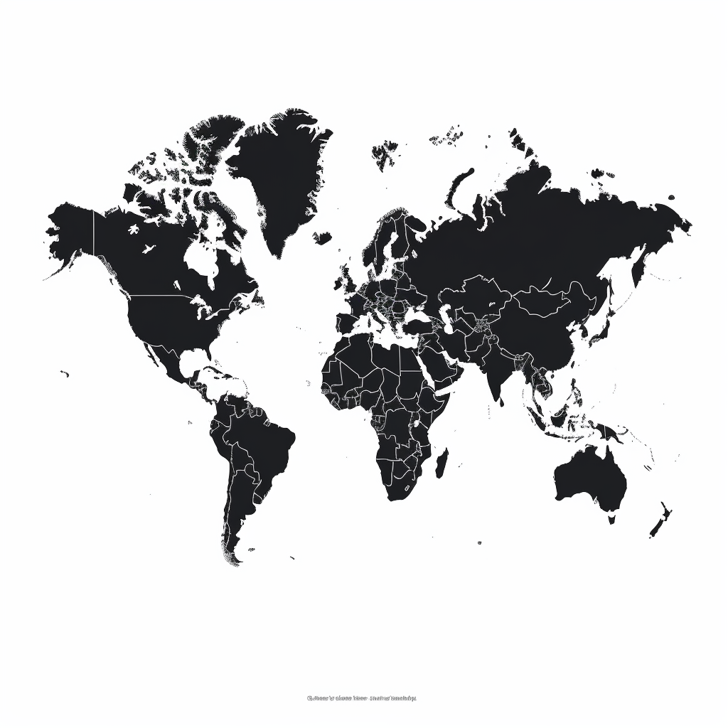 Detailed hand-drawn world map illustration