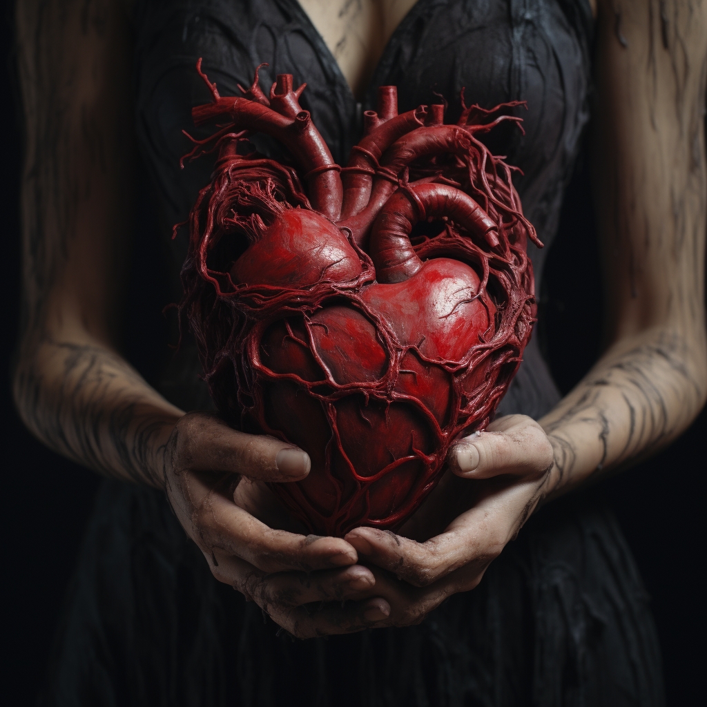 Hand Holding Human Heart - Horror Aesthetic