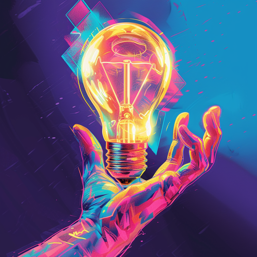 hand holding luminous lightbulb illustration