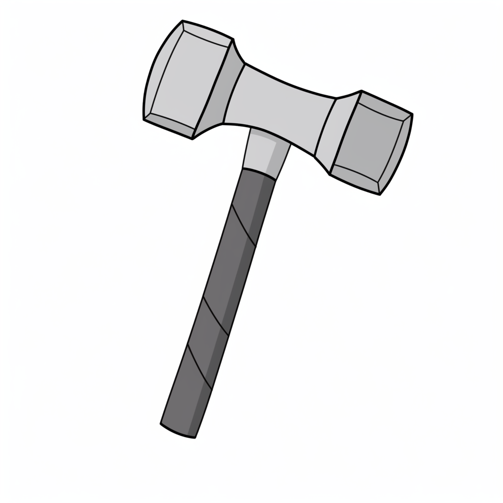 Minimalistic hand with a masonry hammer