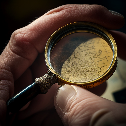 Close-up of hand holding magnifying glass