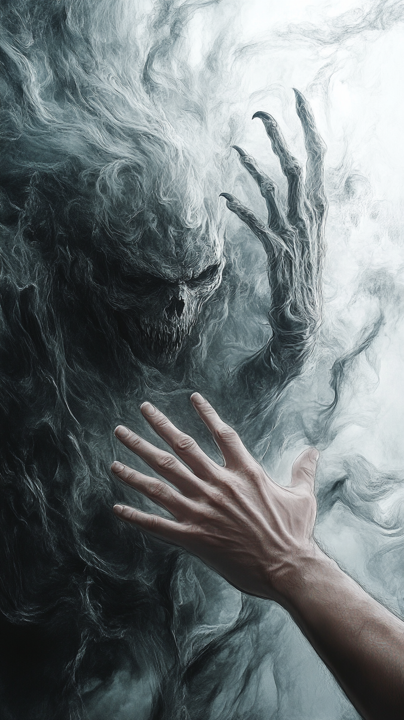 hand reaching dirty smoke monster