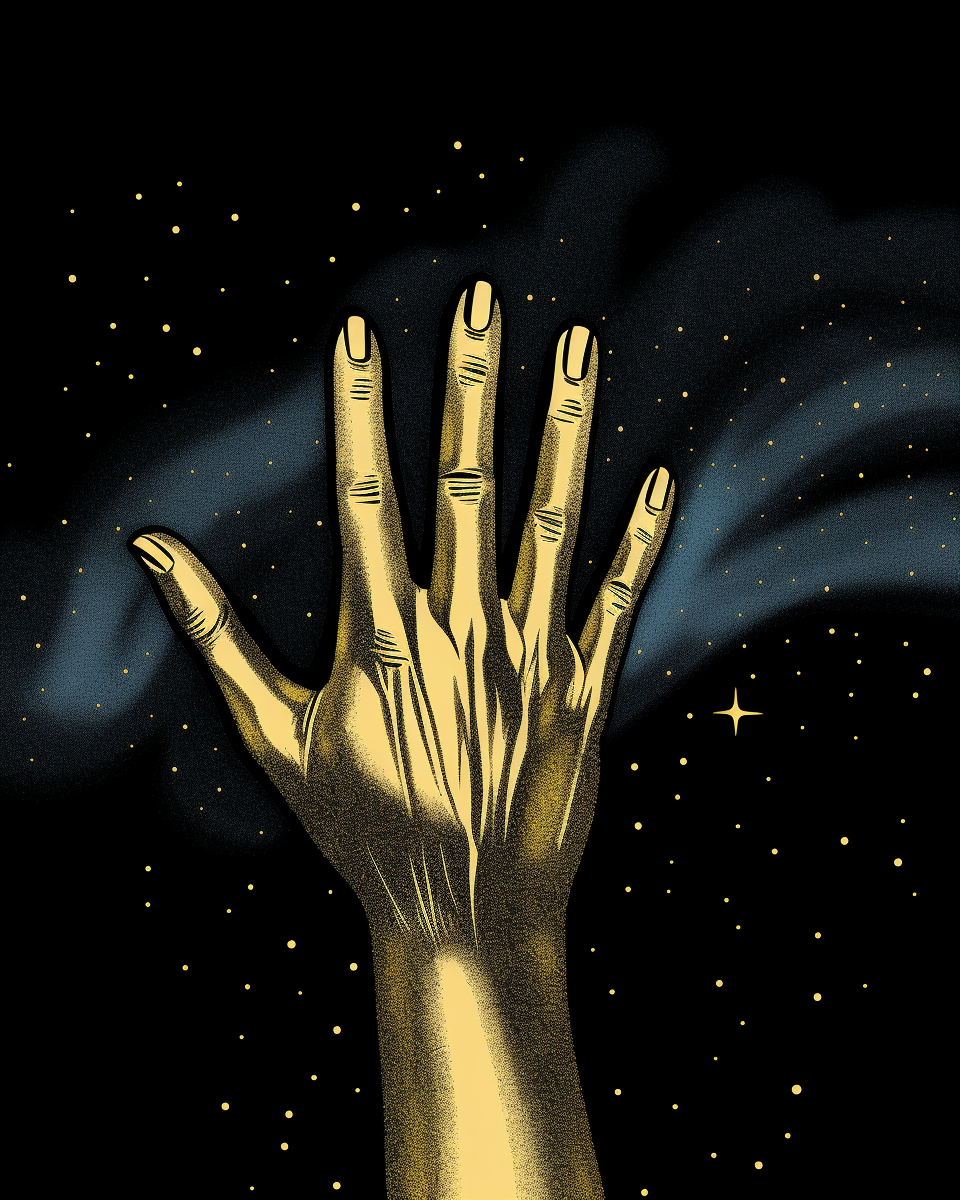 Detailed Hand of Midas Horror Illustration