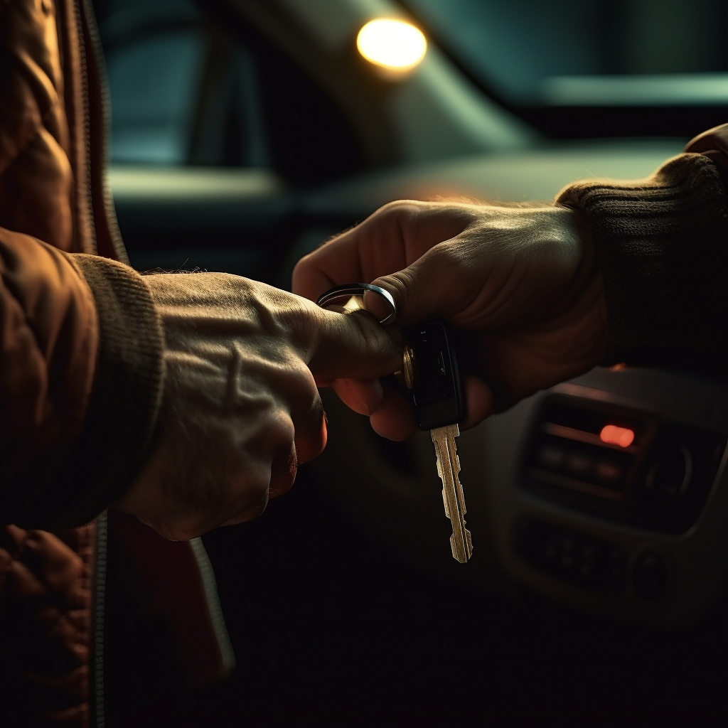 Man trying to grab car key