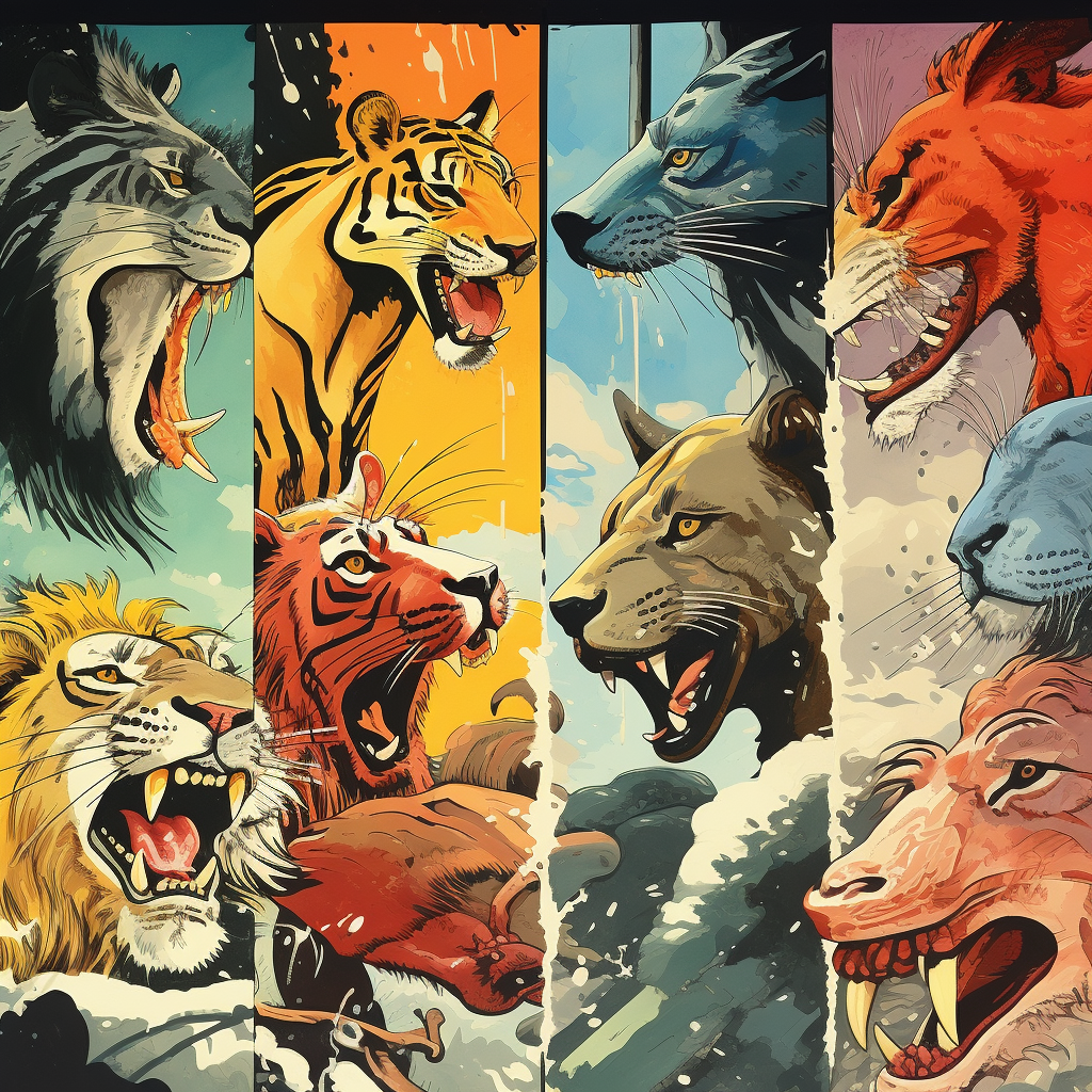 Hand Painted Comics with Animals on Background