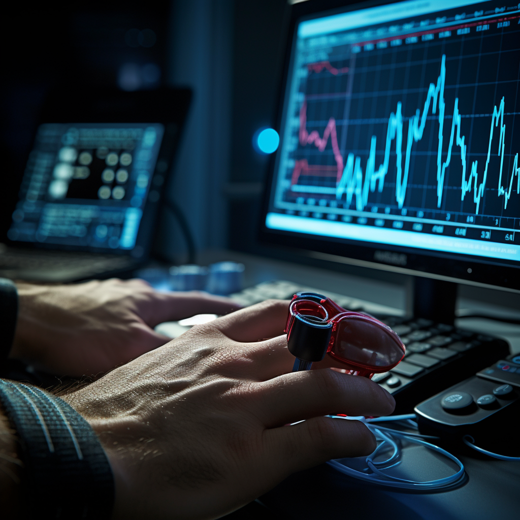 Hand with Pulse Oximeter and Lie Detector