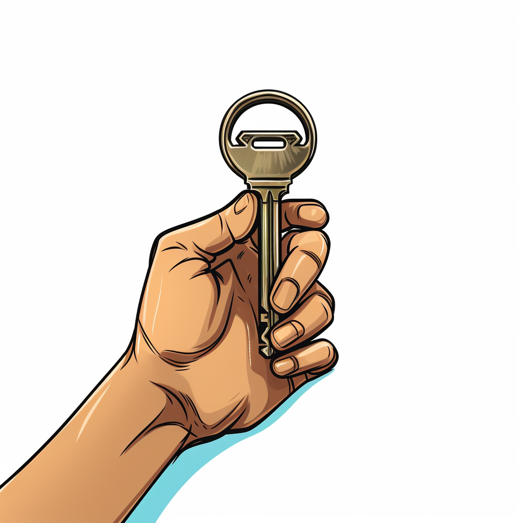 Hand holding a key clipart