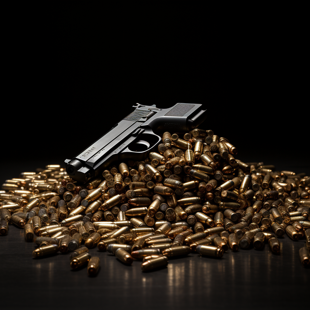 Realistic Handgun Ammo Clean Background