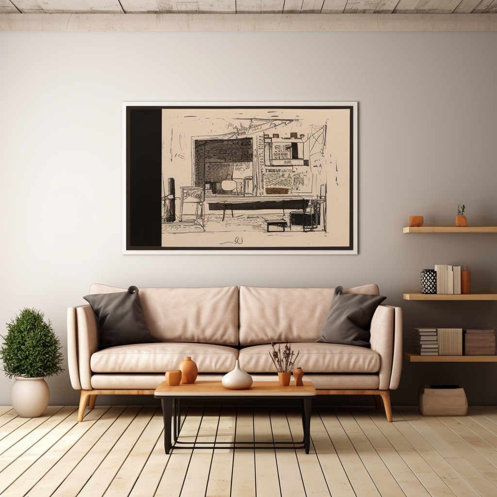 Handmade illustration of furniture and home decoration