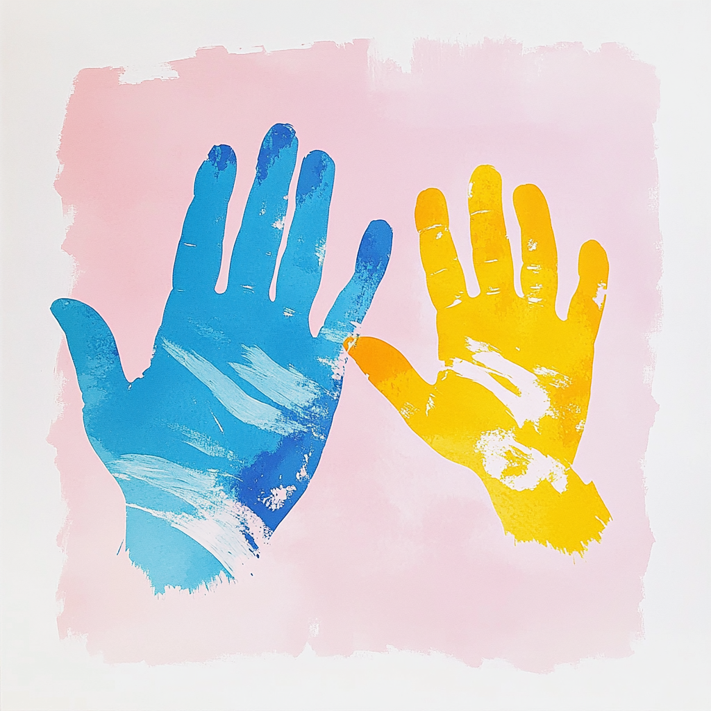 Adult and Child Handprints Symbolizing Connection