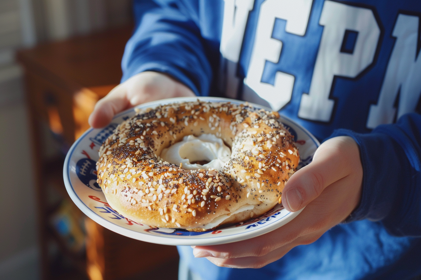 Hands Holding Bagel Plate