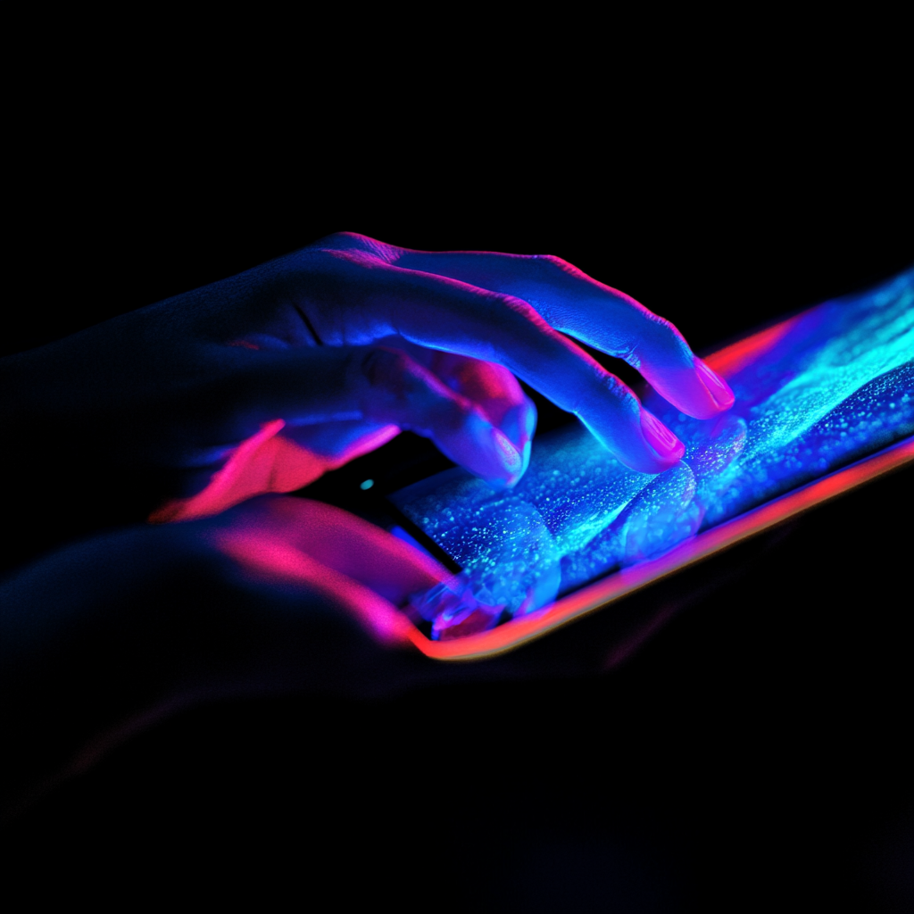 Hands Tablet Glow Iris Blue