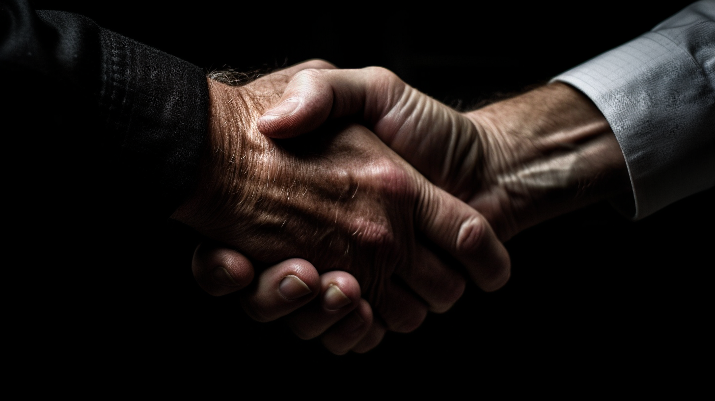 Two people shaking hands professionally