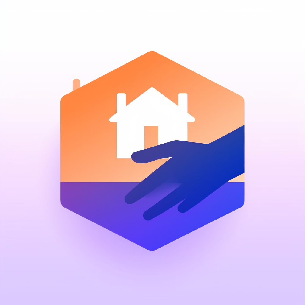 Minimalistic handshake in front of a home