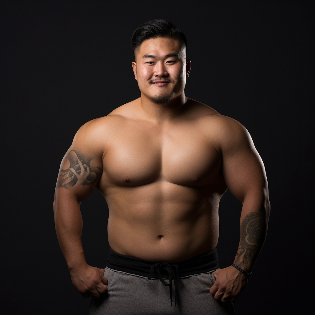 Smiling portrait of a beefy Asian man