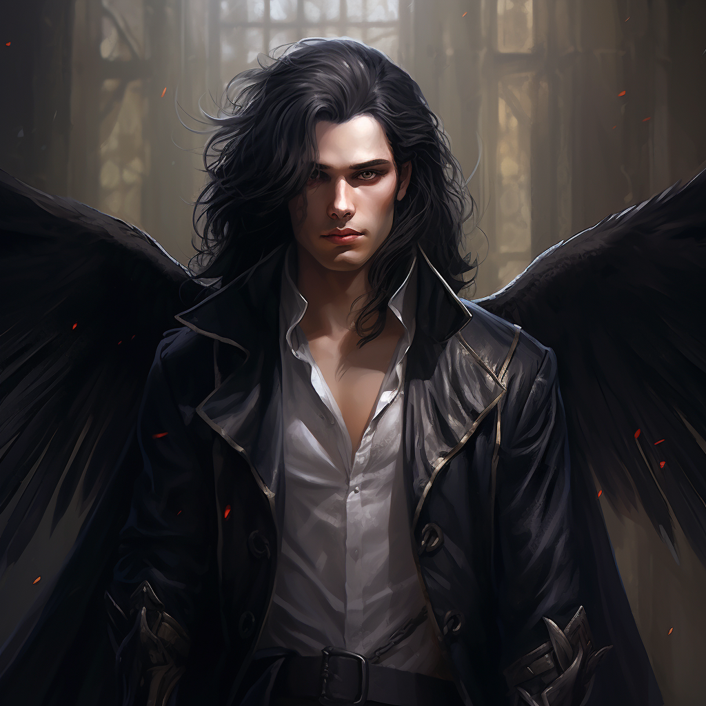 A male fairy with long black hair