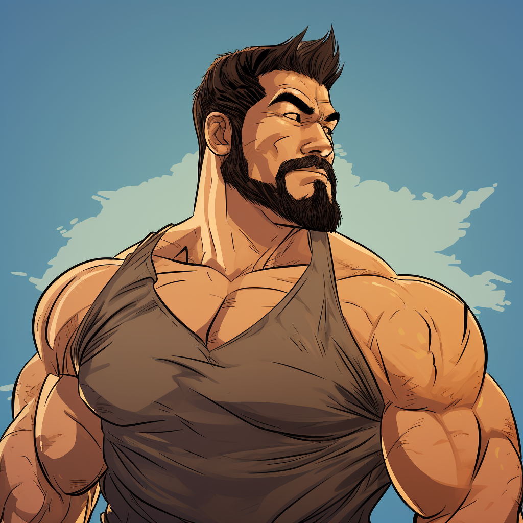 Handsome Filipino man in beefy comic portrait