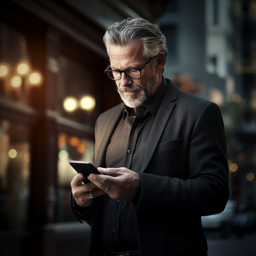 Handsome man analyzing Uber stocks