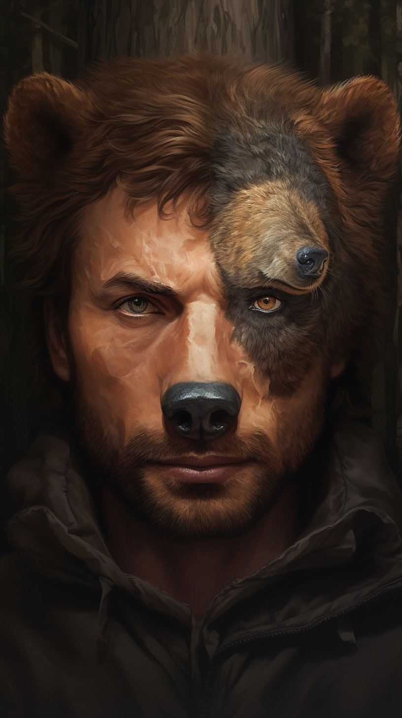 Portrait of a Handsome Man with Bear Features