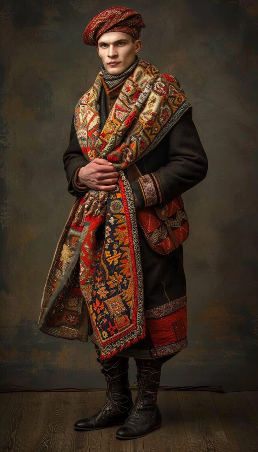 Handsome man in Russian attire