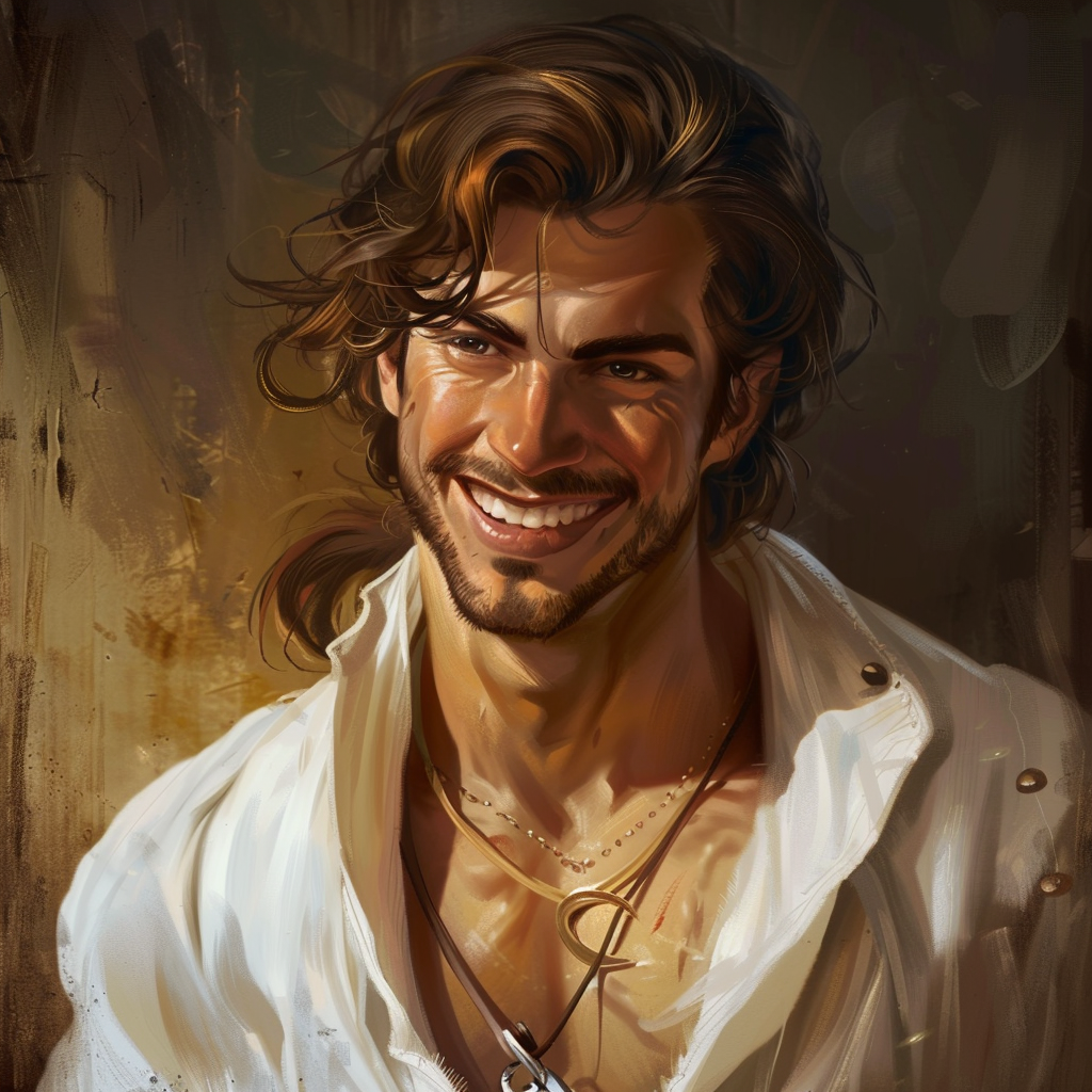 Handsome man smiling fantasy art