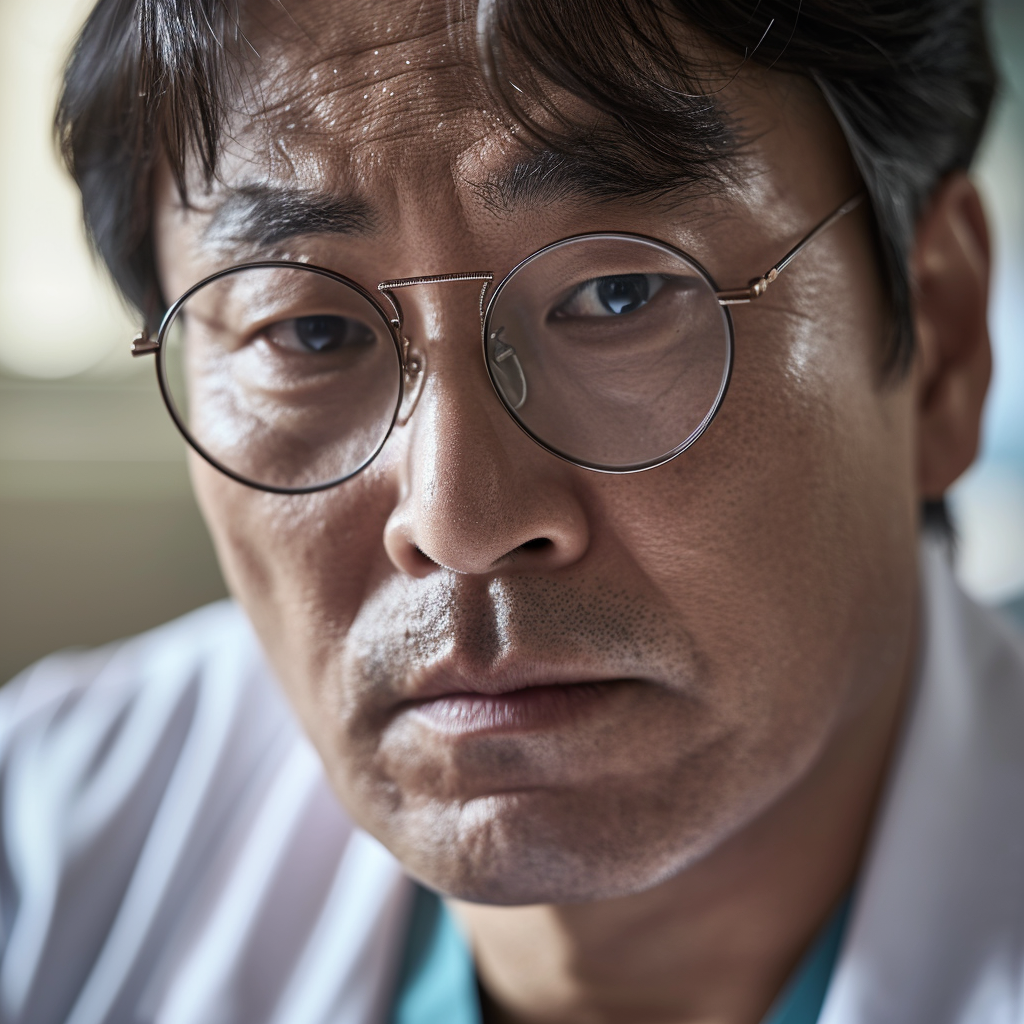 Middle-aged Korean doctor with glasses