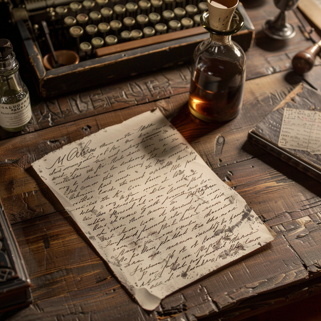 Handwritten letter on wooden desk