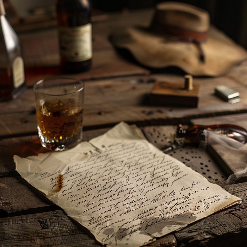 Handwritten letter on wooden desk