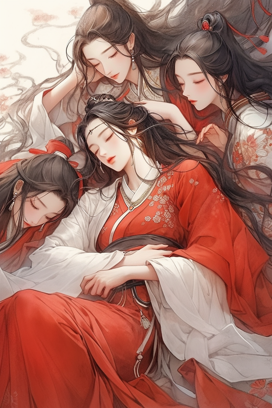 Elegant Hanfu Bed Scene