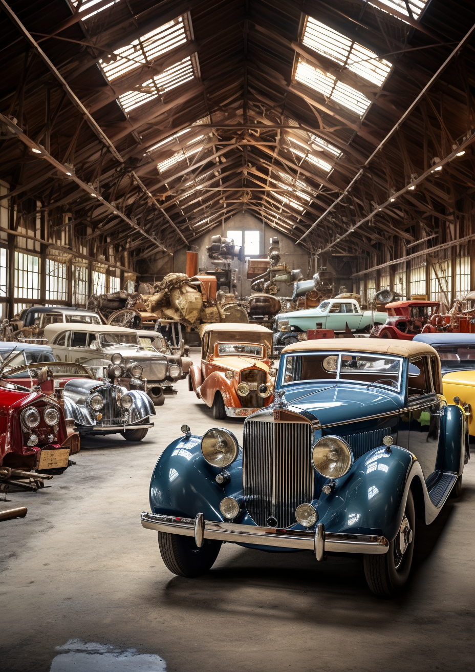 Classic Cars in a Hangar