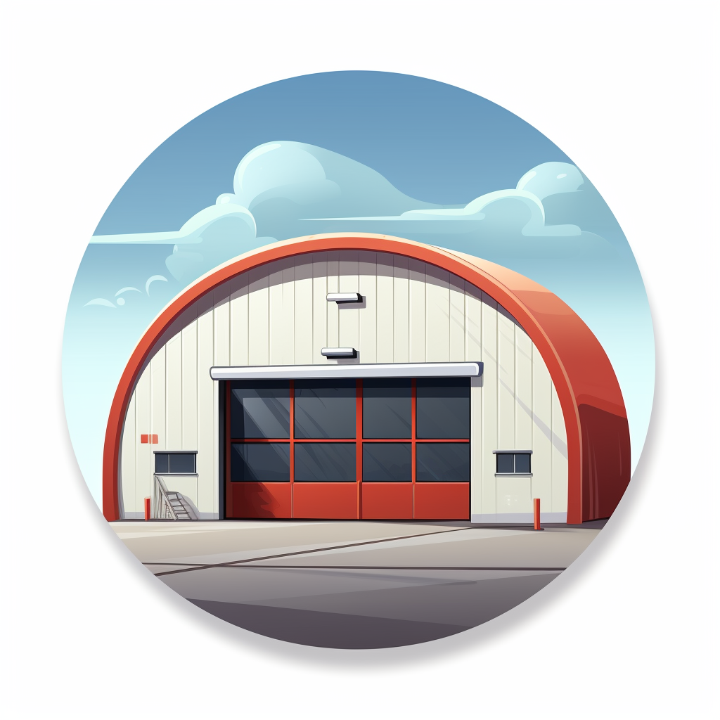 Illustration of an Outside Perspective of a Hangar Icon