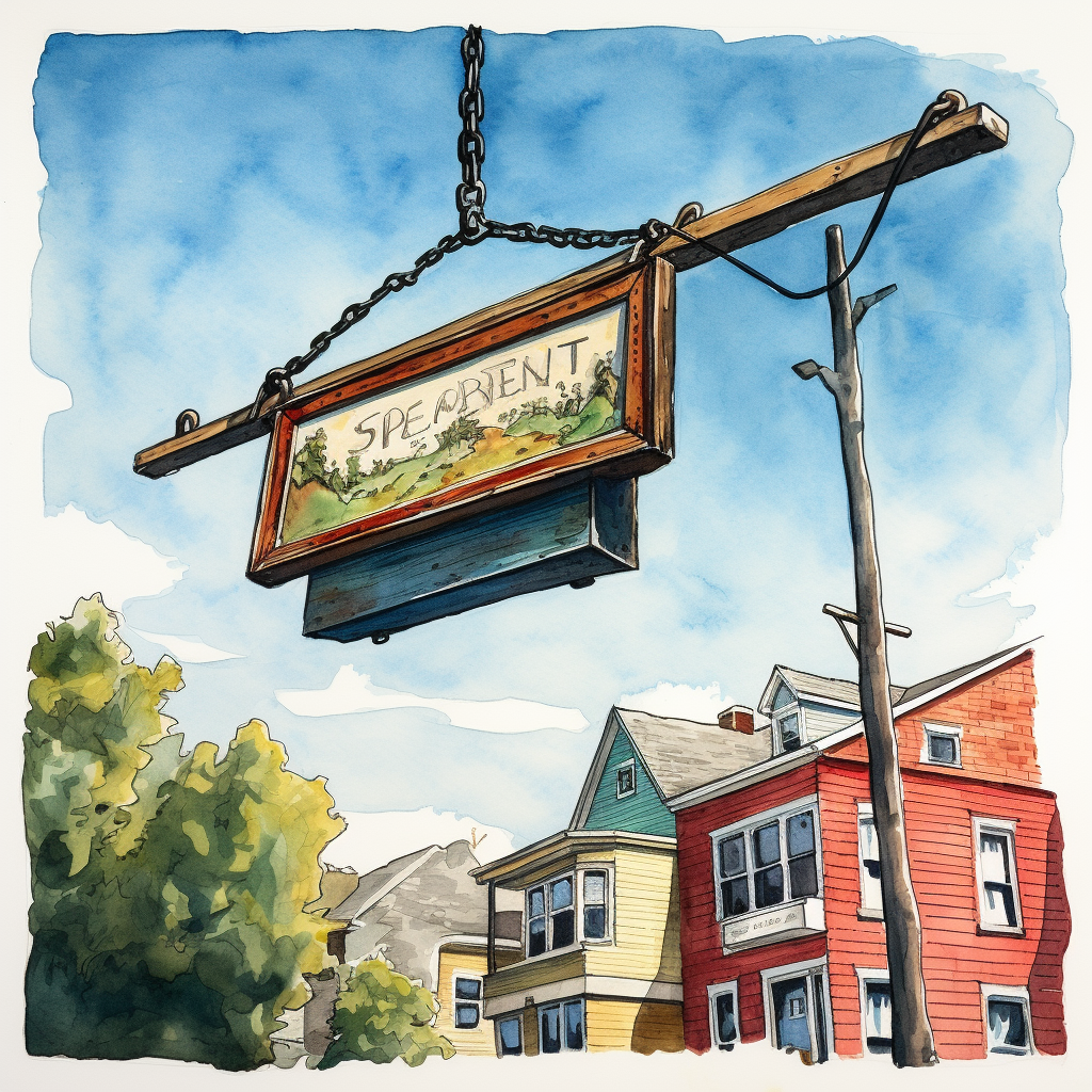 Real Estate Sign Watercolor Illustration