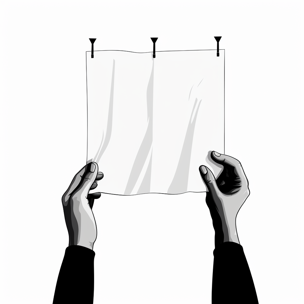 Pinching Fingers Icon with Hanging Sheet of Paper