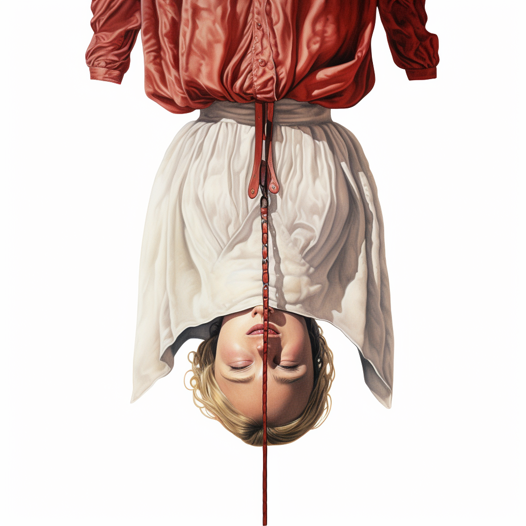 Headless woman hanging upside down