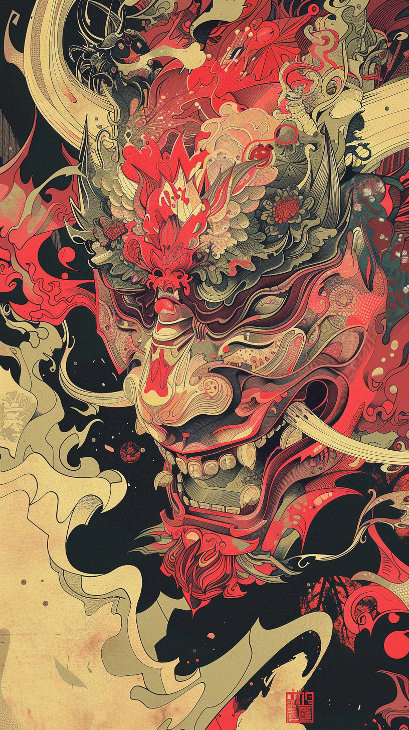 detailed hannya face fractal design