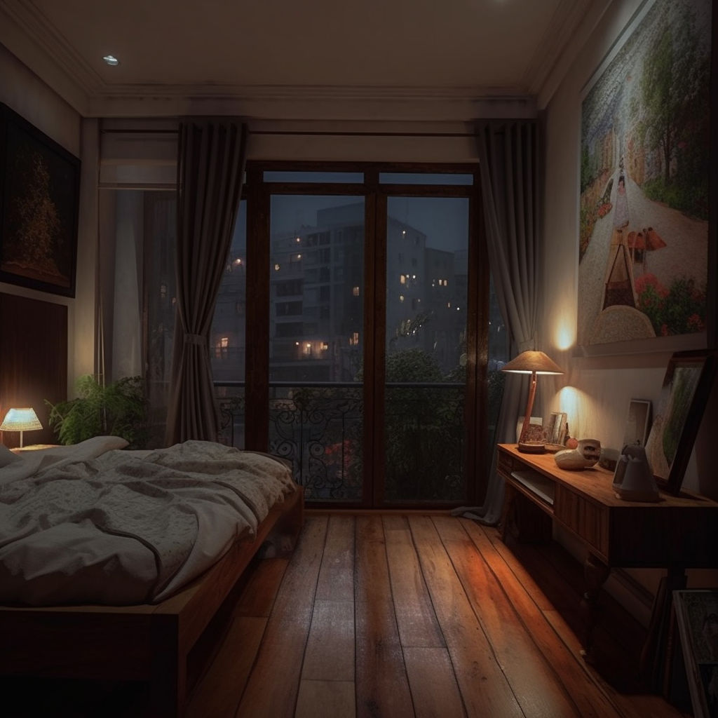 Cozy Hanoi bedroom at night