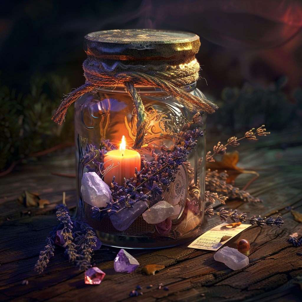 witchcraft spell jar candle witch