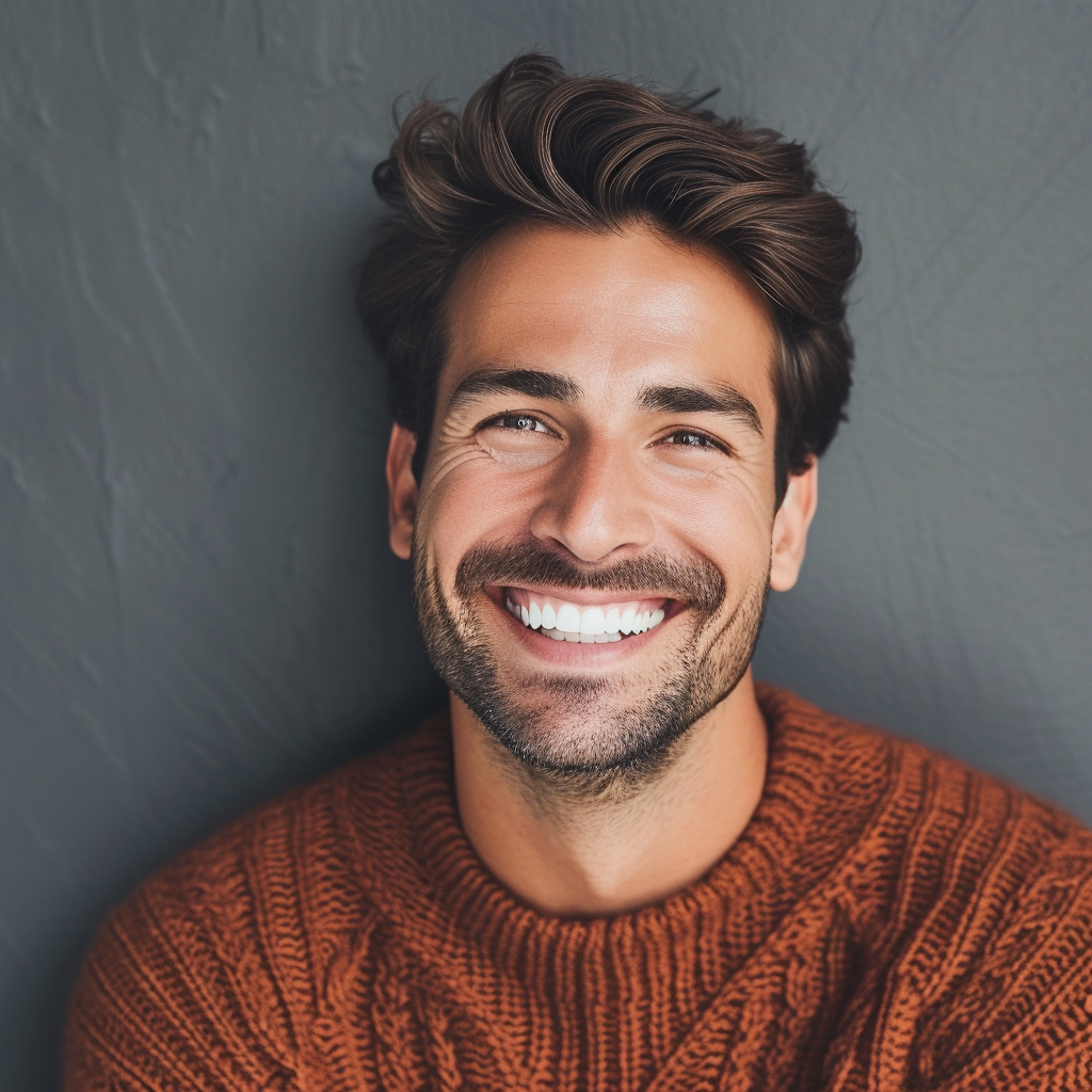 Happy accomplished man smiling